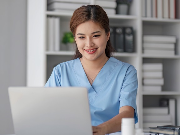 asian doctor young beautiful woman smiling using w 2023 11 27 05 26 49 utc